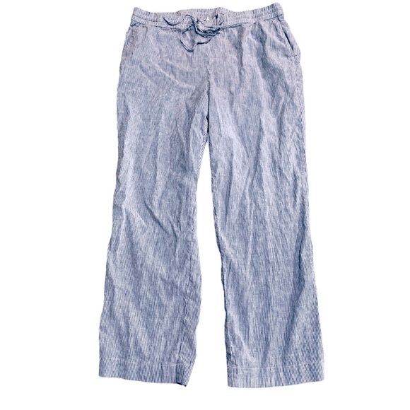 Talbots Linen Blend Striped Wide Leg Pants - Picture 4 of 11